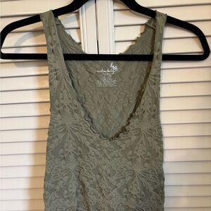 Free People Olive Lace Top